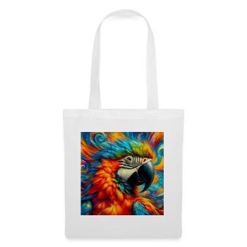 perroquet - Sac en tissu - blanc - Devant