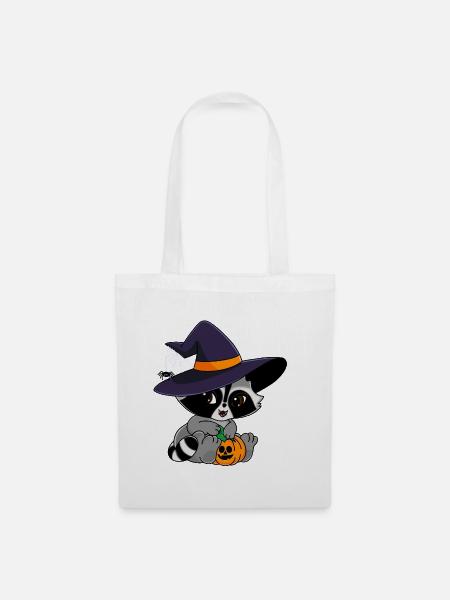 Snuggles der Waschbär im Halloweenkostüm. - Stoffbeutel - Weiß