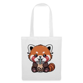 Panda rouge buvant du bubble tea Kawaii - Sac en tissu - blanc - Devant