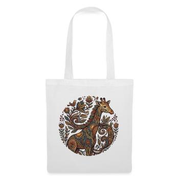 Ornament-Giraffe mit Blütenmuster - Stoffbeutel - Weiß - Vorne