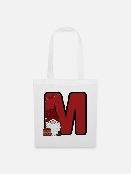 M Weihnachtsmann mit Geschenk - Stoffbeutel - Weiß