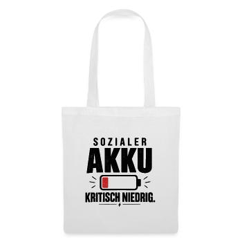 Sozialer Akku – kritisch niedrig Geschenk Lustig - Stoffbeutel - Weiß - Vorne
