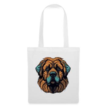 Hund Kopf Langhaar Orange Türkis - Stoffbeutel - Weiß - Vorne