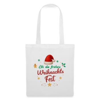 Oh Du Frohes Weihnachtsfest Nikolaus Geschenk    - Stoffbeutel - Weiß - Vorne