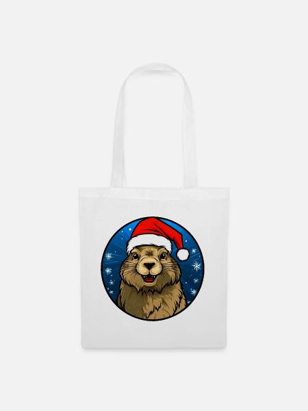 Murmeltiere Christmas - Stoffbeutel - Weiß