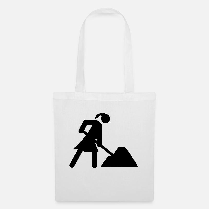 Bauherrin auf Baustelle Hausbau - Stoffbeutel - Weiß