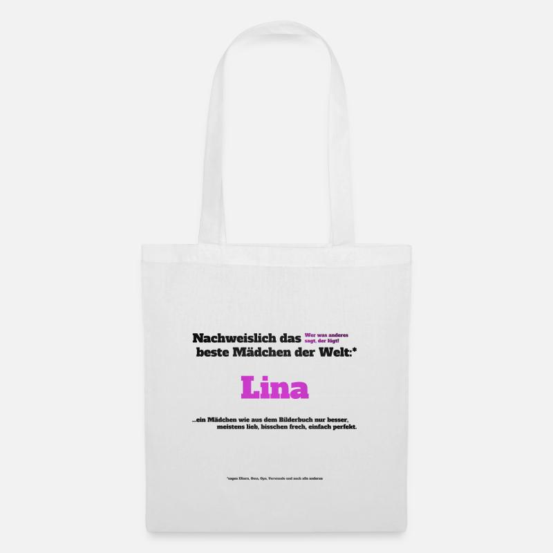 Ich bin Lina - Lina als Vorname - Mädchen - Stoffbeutel - Weiß