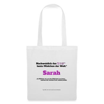 Ich bin Sarah - Sarah als Vorname - Mädchen - Stoffbeutel - Weiß - Vorne