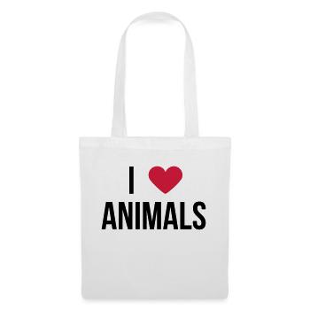 J'aime les animaux! disant cadeau - Sac en tissu - blanc - Devant