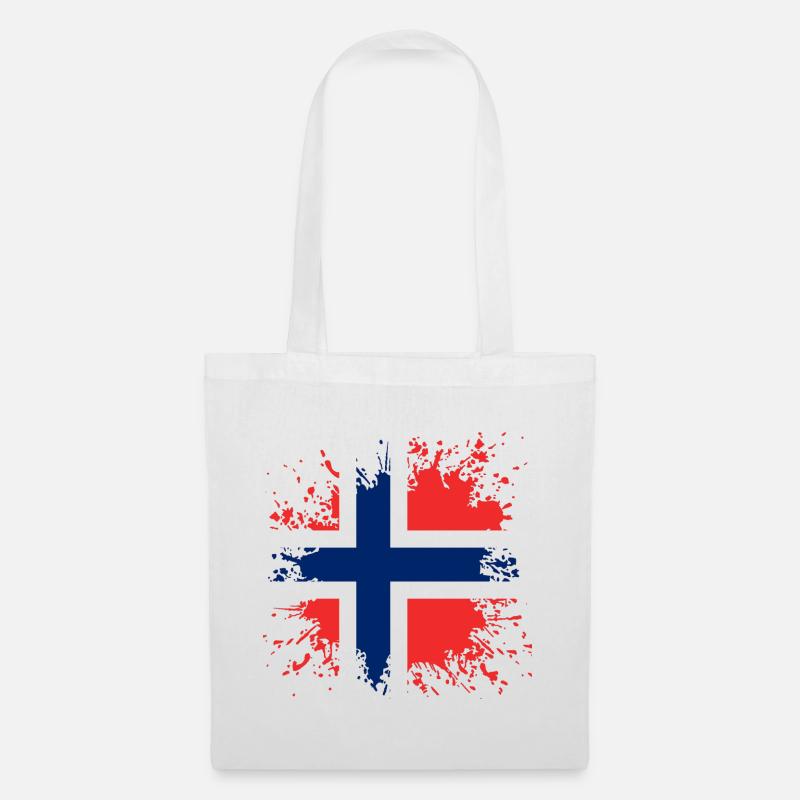 Norwegen Norge Norwegenflagge Splash - Stoffbeutel - Weiß