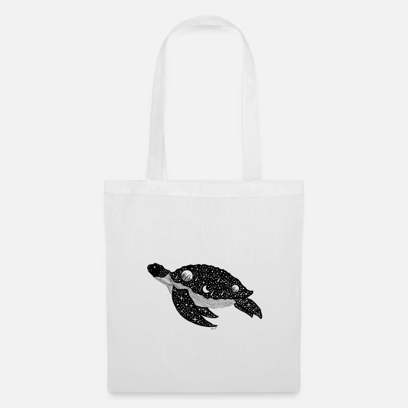 Nacht Silhouette Schildkröte - Stoffbeutel - Weiß