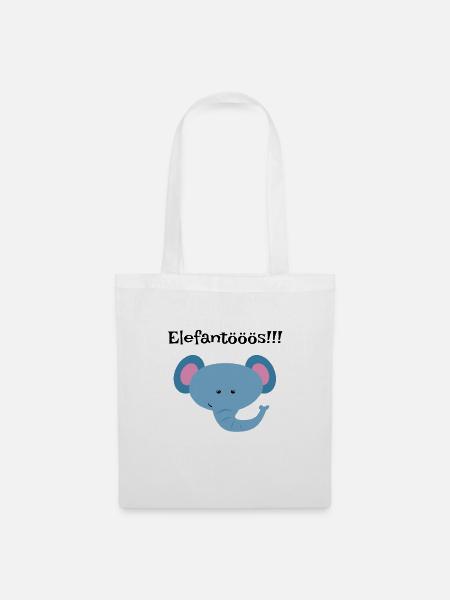 Blauer Elefantenkopf Kindershirt - Stoffbeutel - Weiß