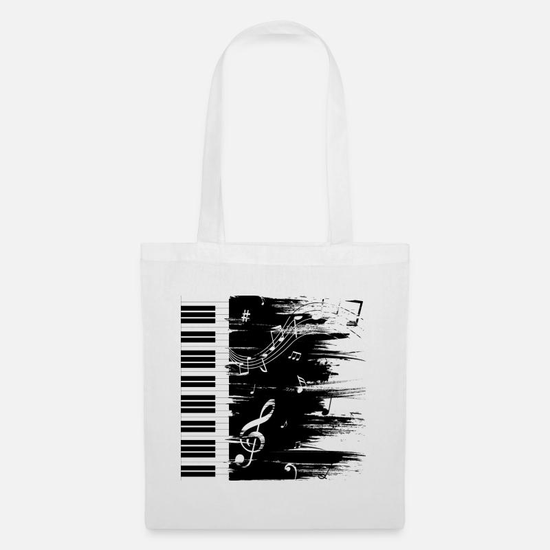 Klavier Musik black & white Geschenk - Stoffbeutel - Weiß