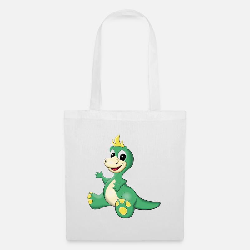 sitzender süßer Dino - Stoffbeutel - Weiß