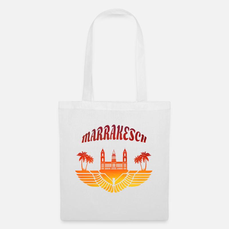 Marrakesch Palast mit Palmen / Geschenk Nordafrika - Stoffbeutel - Weiß