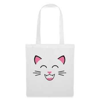 Grinsekatze Katze Kätzchen Katzenbaby Miau - Stoffbeutel - Weiß - Vorne
