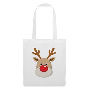 Reindeer Rudolf Face Sweet Red Nose Antlers - Tote Bag - white - Front