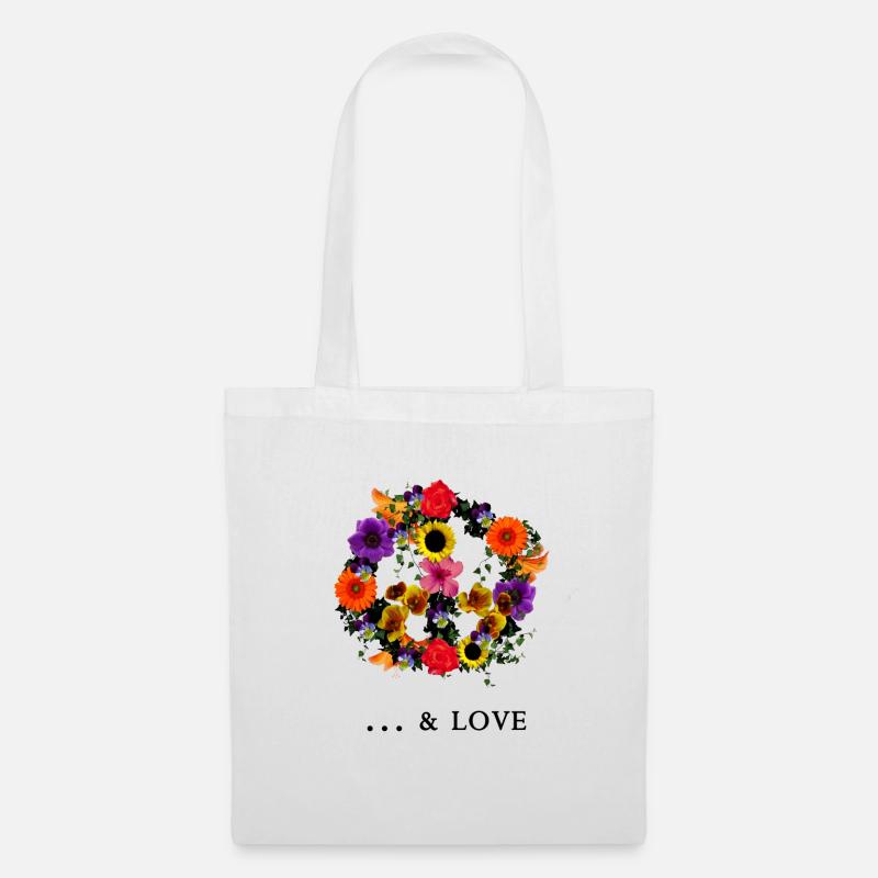 peace & love - Stoffbeutel - Weiß