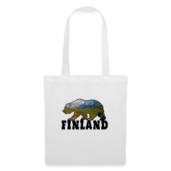 Finnland Bär mit Landschaft Geschenk Skandinavien - Stoffbeutel - Weiß - Vorne