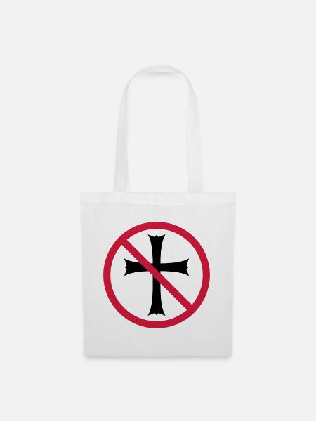 verboten schild zone keine kirche symbol kreuz jes - Stoffbeutel - Weiß