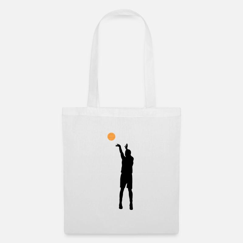 Basketballwurf Silhouette Geschenk - Stoffbeutel - Weiß