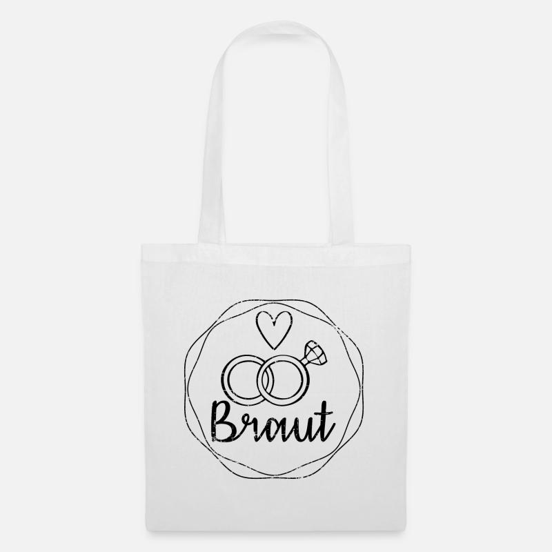 Braut Verlobung Eheringe Geschenk - Stoffbeutel - Weiß
