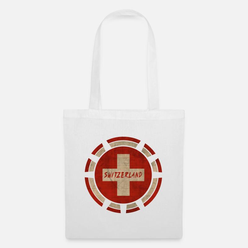 Schweiz Kreis / Geschenk Switzerland Flagge - Stoffbeutel - Weiß