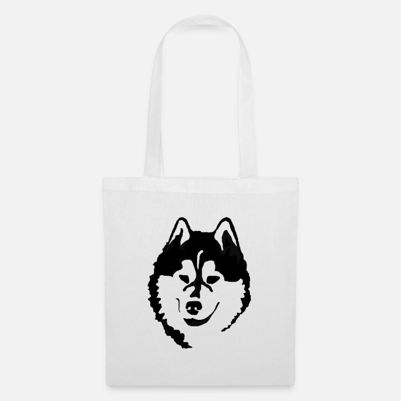 Schwarzweiß Alaskan Malamute Kopf Silhouette - Stoffbeutel - Weiß