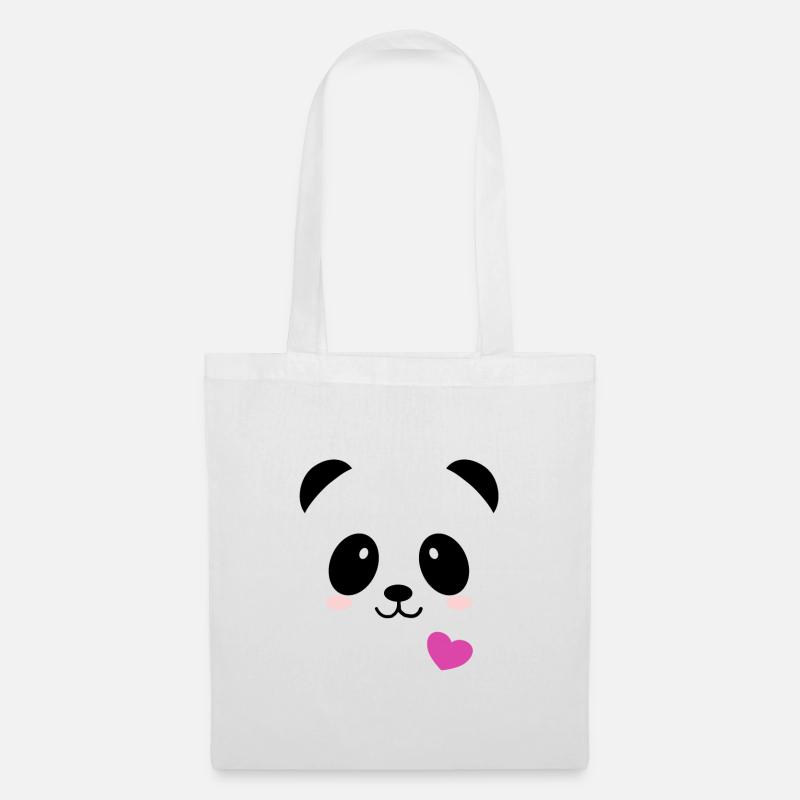 Panda Face Love Bär Gesicht - Stoffbeutel - Weiß