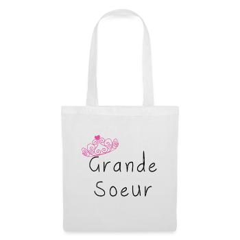 Couronne de Grande Soeur Fille - Sac en tissu - blanc - Devant