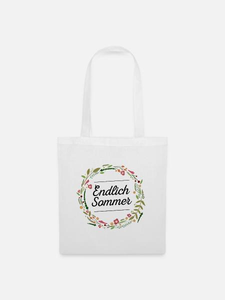 Endlich Sommer | Blumen Design | Geschenkidee - Stoffbeutel - Weiß
