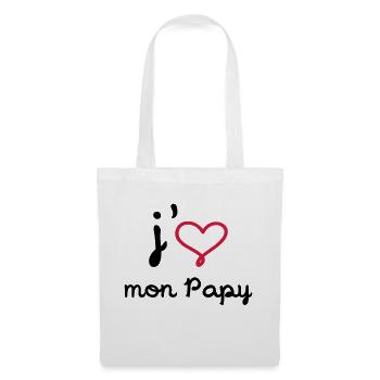 J'aime mon Papy [ Bébé / Naissance ] - Sac en tissu - blanc - Devant