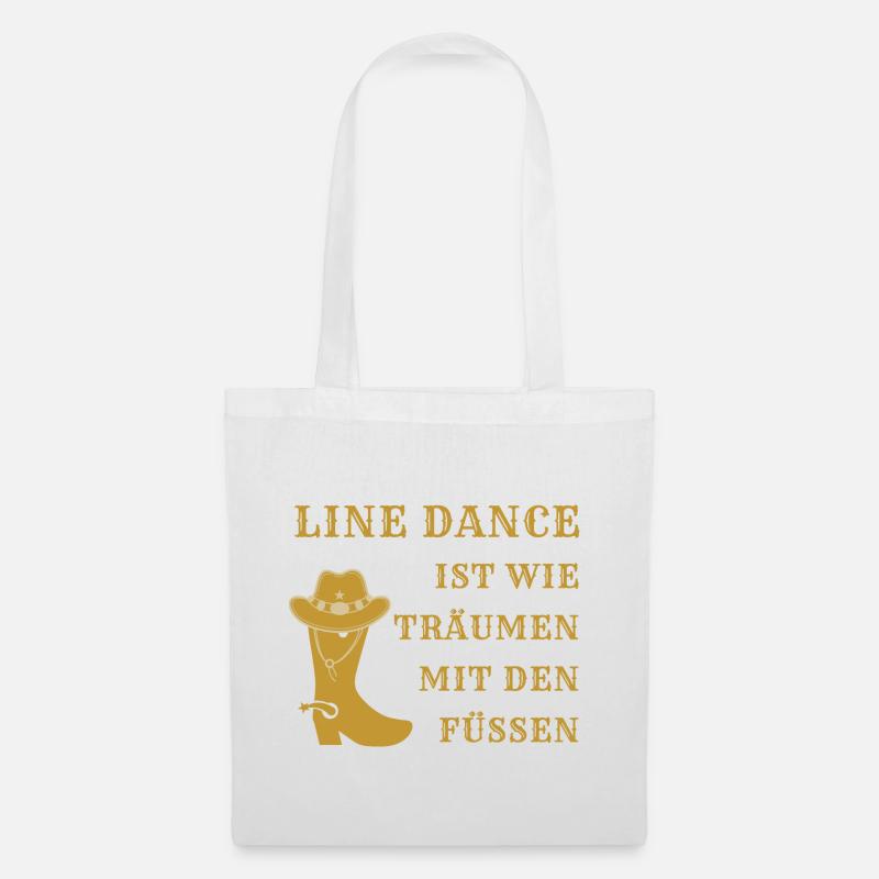 Motto: Line Dance ist wie Träumen mit den Füßen - Stoffbeutel - Weiß