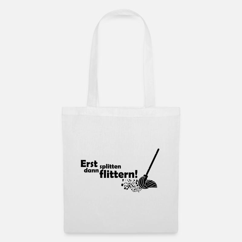 Erst splittern dann flittern Polterabend Geschenk - Stoffbeutel - Weiß