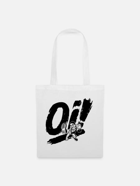 Oi! – Dancing Skinhead (black) - Stoffbeutel - Weiß