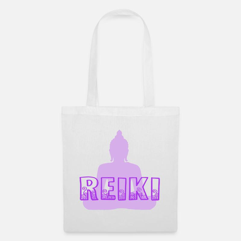 reiki mit buddha lila - Stoffbeutel - Weiß