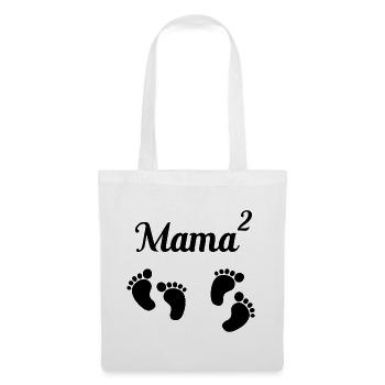 Maman jumeaux carrés jumeaux cadeau - Sac en tissu - blanc - Devant