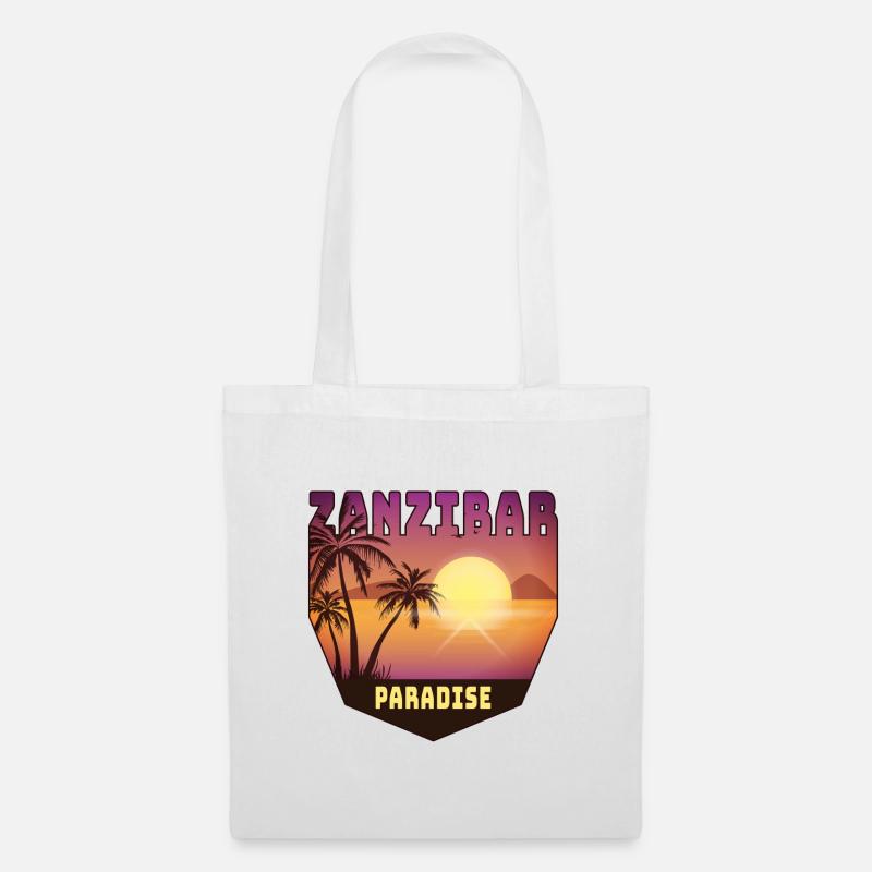Design mit Palmen und Sonne / Geschenk - Stoffbeutel - Weiß