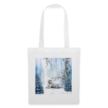 Schneetiger in einer Winterlandschaft - Stoffbeutel - Weiß - Vorne