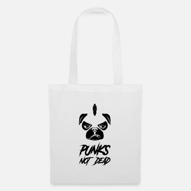 Punks not Dead Mops Pug Geschenk - Stoffbeutel - Weiß