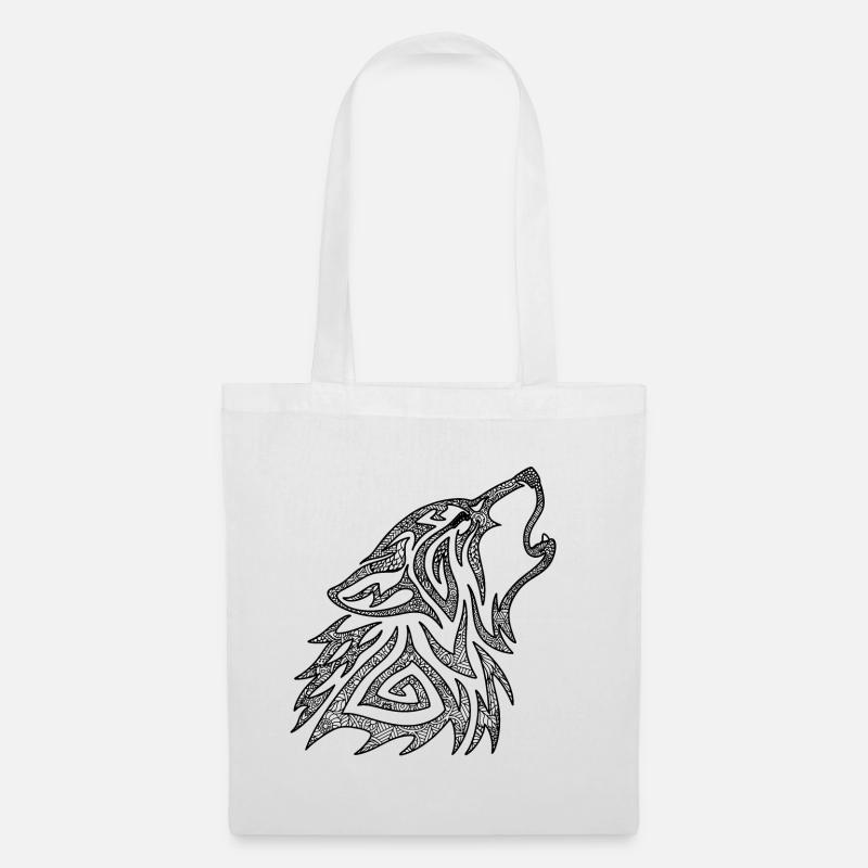 Howling Wolf Mandala - Tote Bag - white