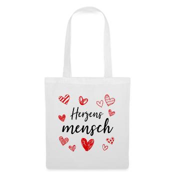 Herzensmensch Liebe Herzen Valentinstag Geschenk - Stoffbeutel - Weiß - Vorne