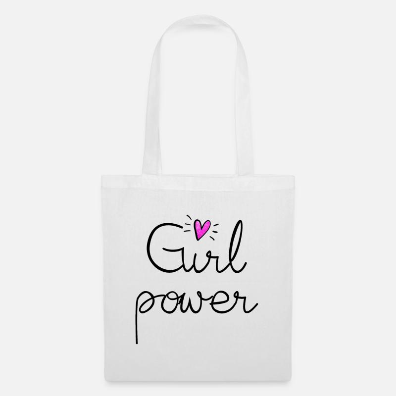 girl power mit herz rosa glitter - Stoffbeutel - Weiß