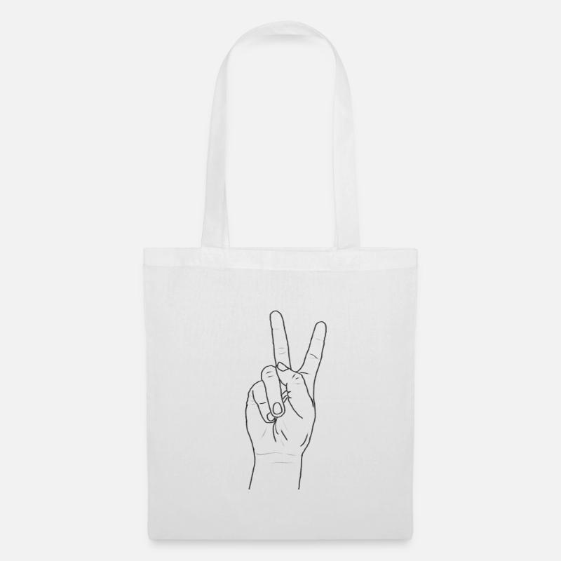 Peace Hand - Stoffbeutel - Weiß