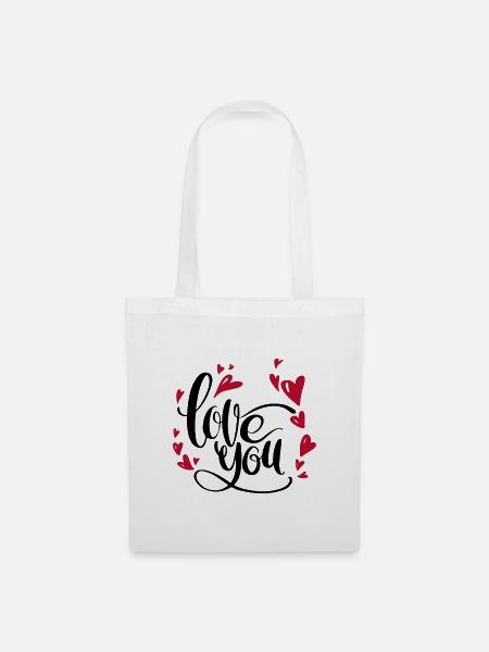 i love you | herzen | für paare - Stoffbeutel - Weiß