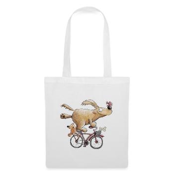 Drolliger Hund Auf Fahrrad Comic Radfahrer - Stoffbeutel - Weiß - Vorne