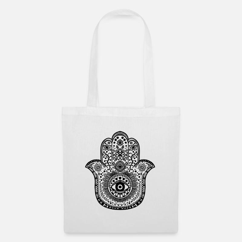 Hamsa Hand - Hand der Fatima - Stoffbeutel - Weiß
