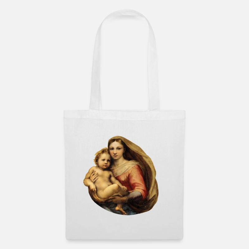 Sistine Madonna | Sixtinische Madonna | Raffael - Stoffbeutel - Weiß