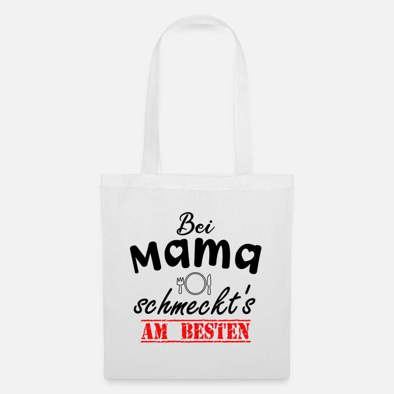 Bei Mama Schmeckt's Am Besten Kochen Essen Liebe - Stoffbeutel - Weiß