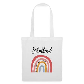 Schulkind Regenbogen Geschenkidee zur Einschulung - Stoffbeutel - Weiß - Vorne